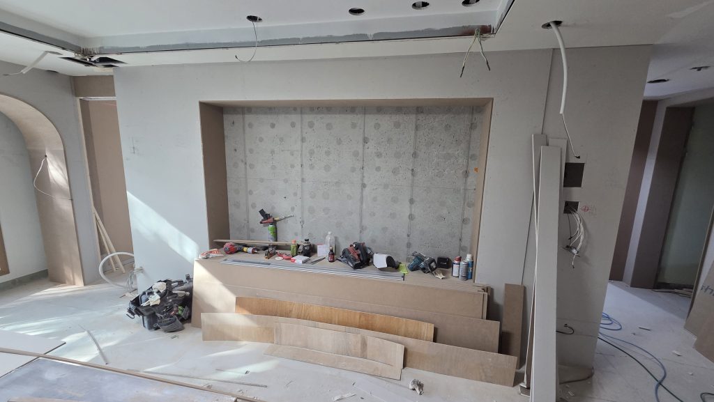 인테리어 목공 아치 게이트 시공, 매립 포켓 도어 목공 작업